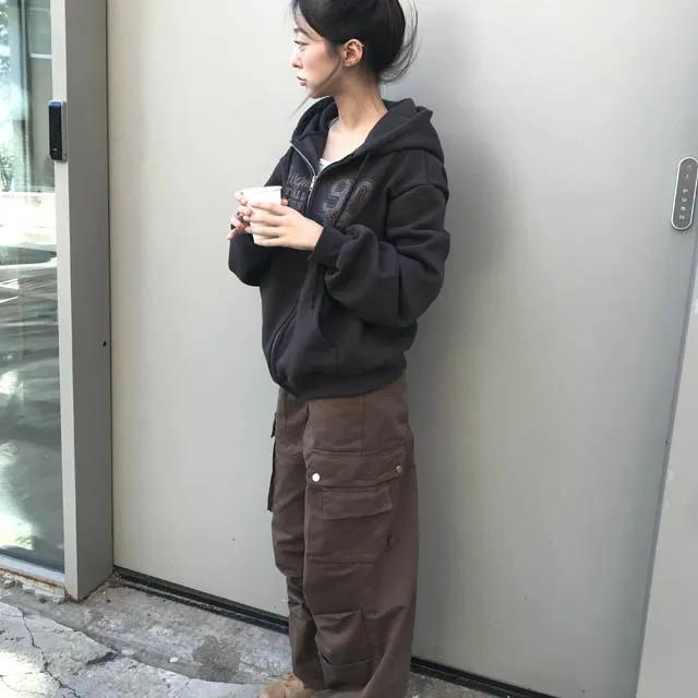 빈티지 스트링 조거 와이드 카고팬츠