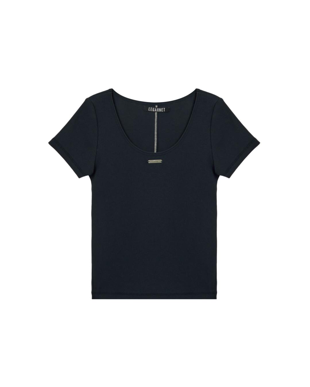 SIMPLE STITCH U-NECK TEE_NAVY