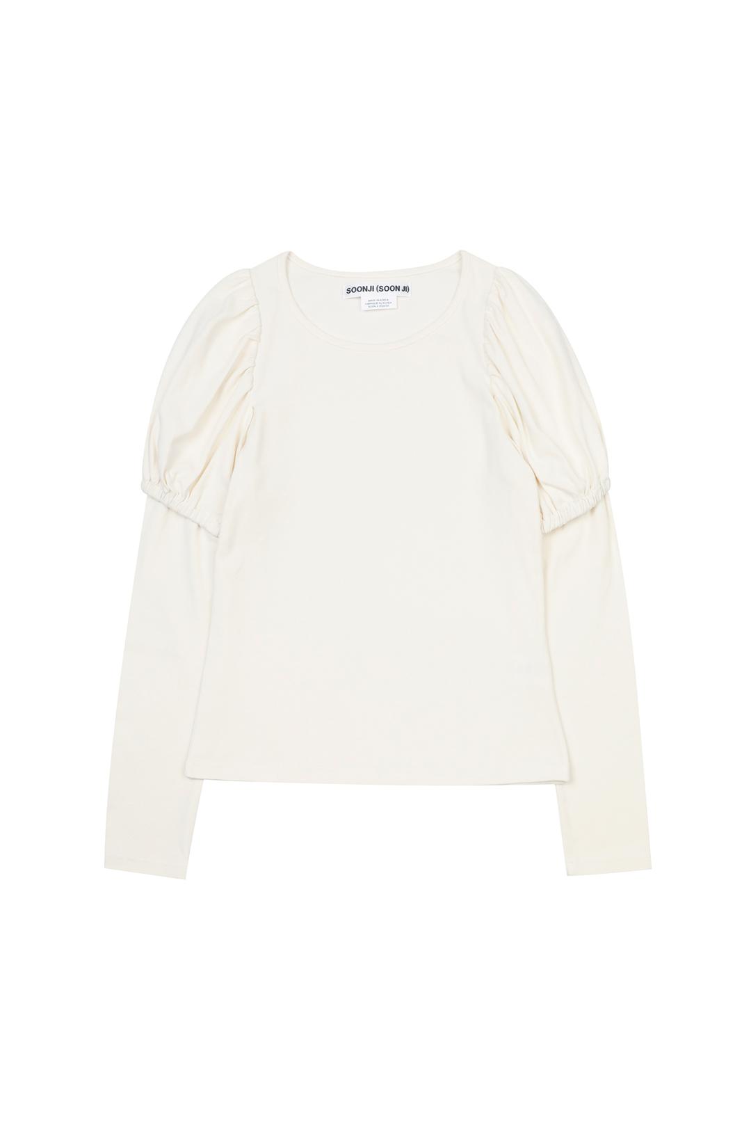 PUFF SHIRRING LAYERED TOP IN IVORY
