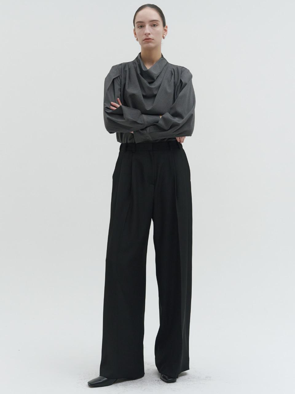 울 타임리스 투 턱 팬츠_BLACK