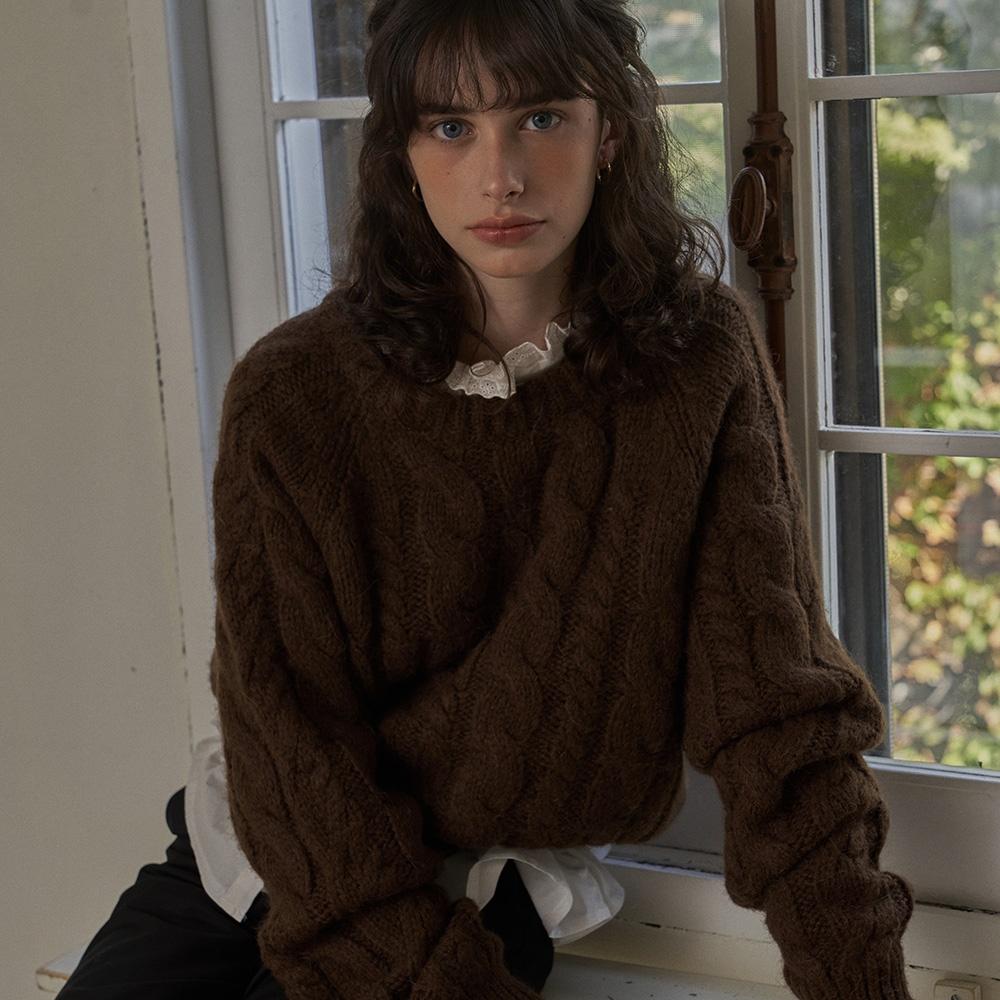 [12/29 출고 예정]Robin cable knit_brown