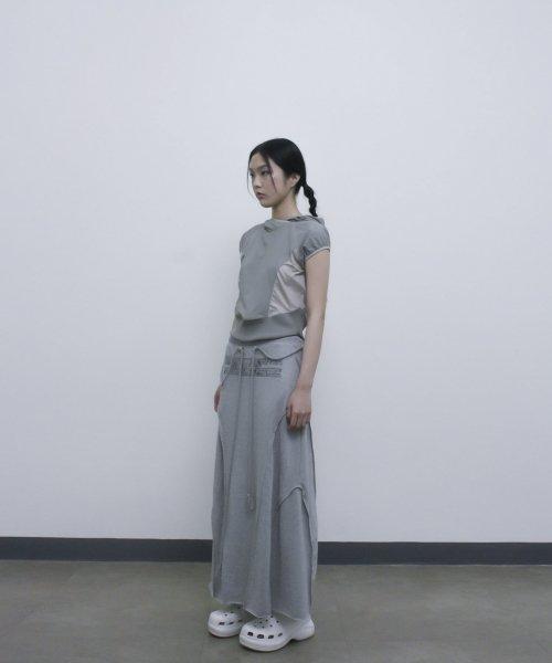 컷팅 맥시 스커트 / 실버 그레이