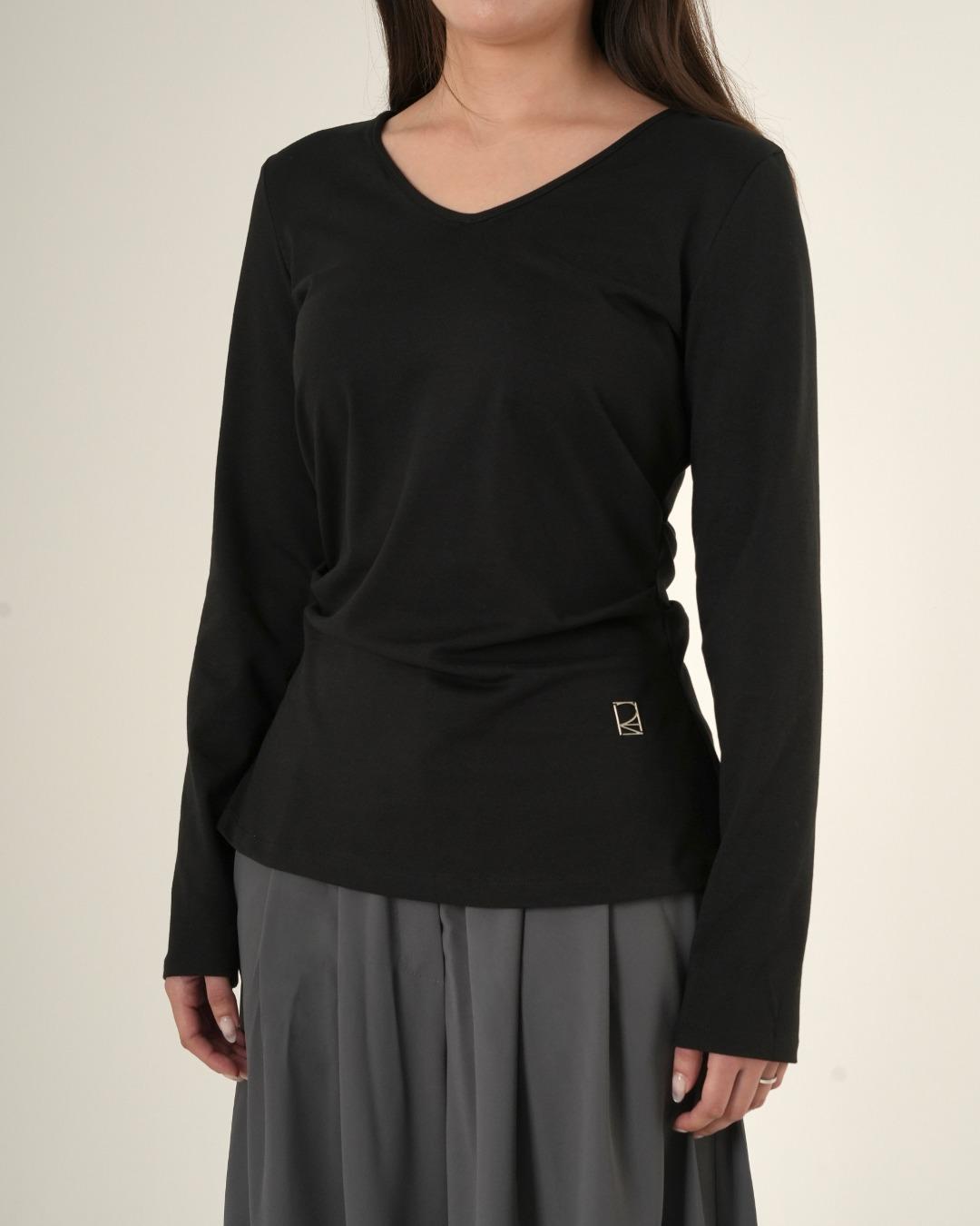 센트 커버 긴팔 티셔츠 -BLACK