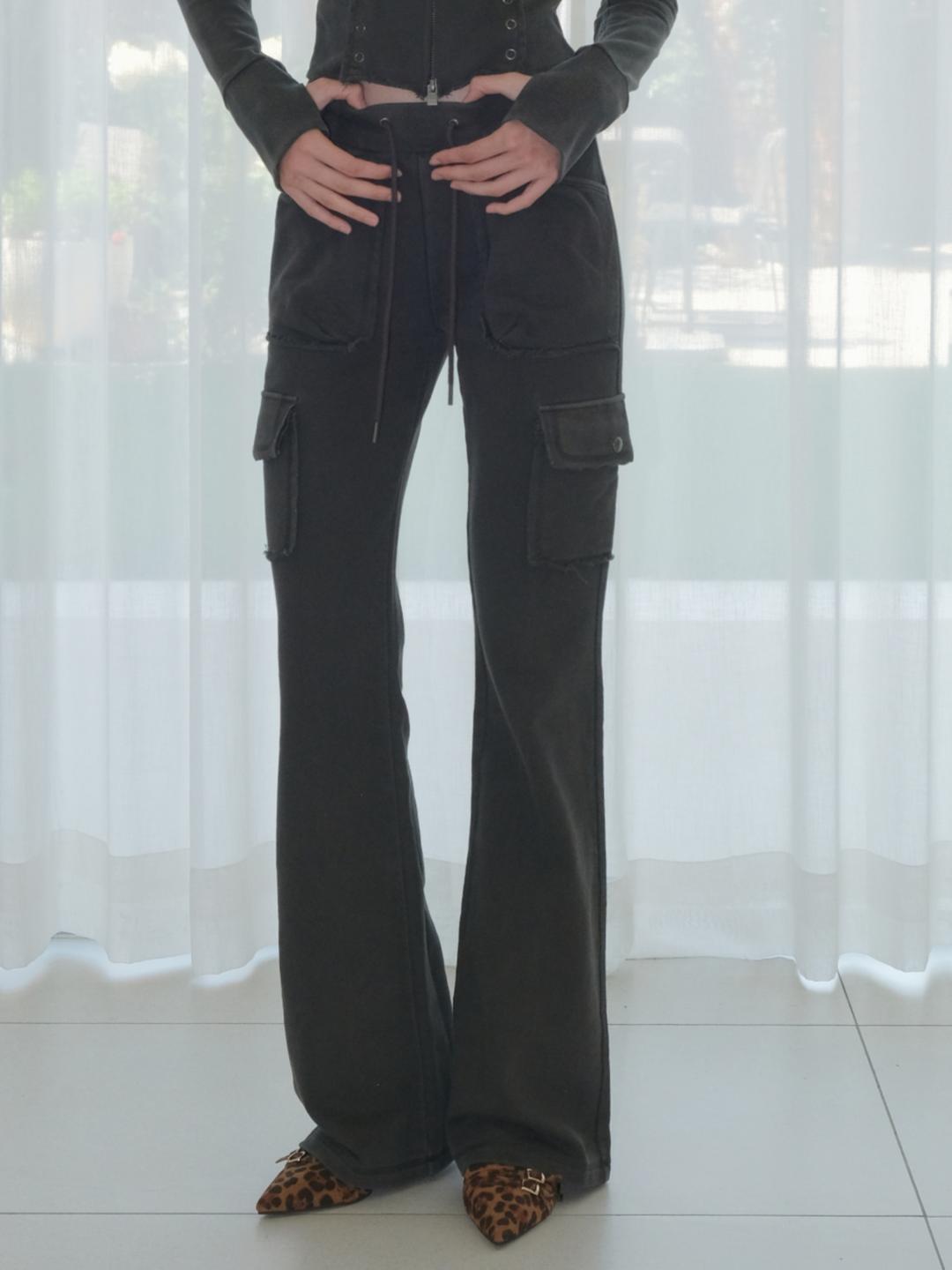 PIGMENT JERSEY BOOTCUT PANTS [CHARCOAL]