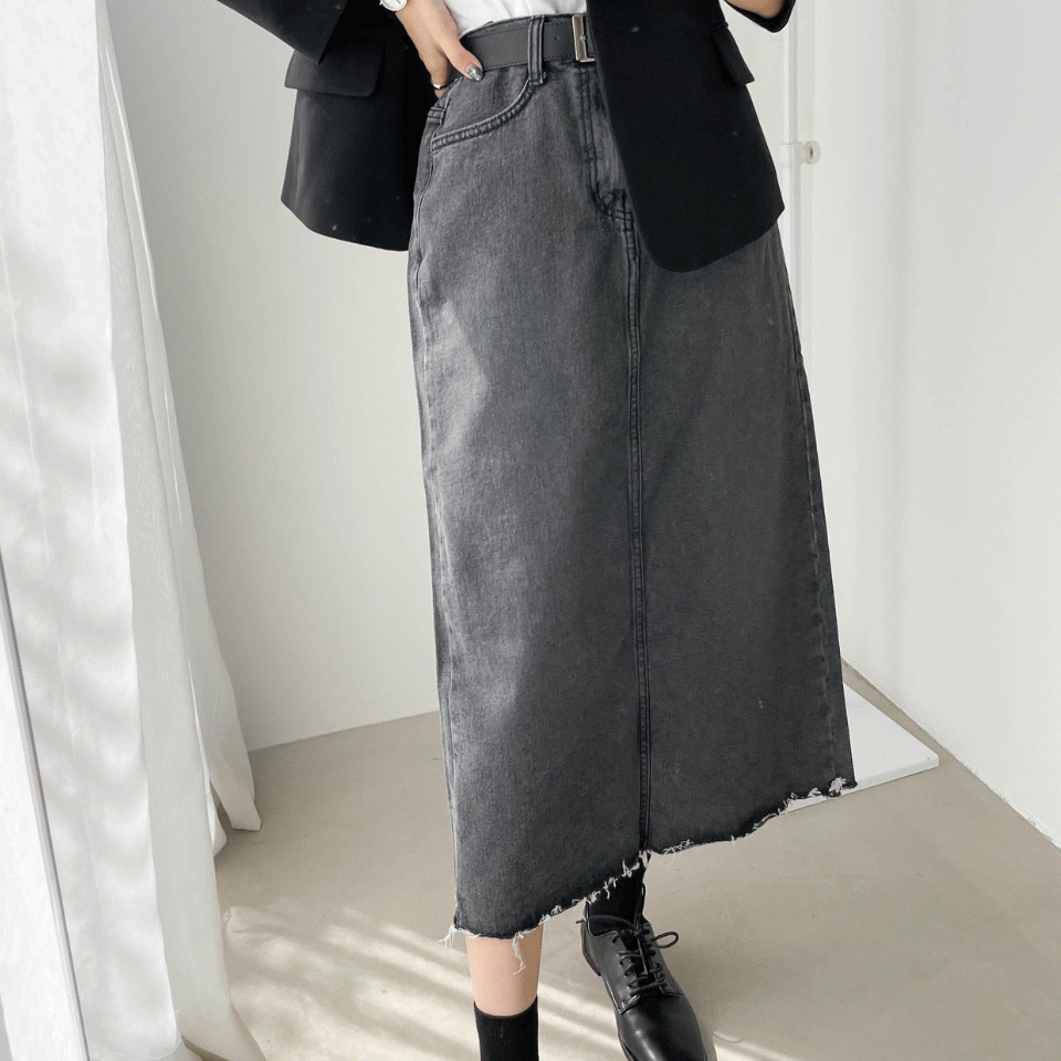 S~XXXL 페이퍼 뒷밴딩 롱스커트 2color