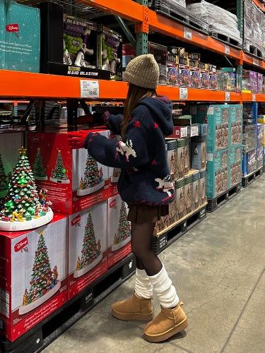 W 노르딕 니트 후드 집업