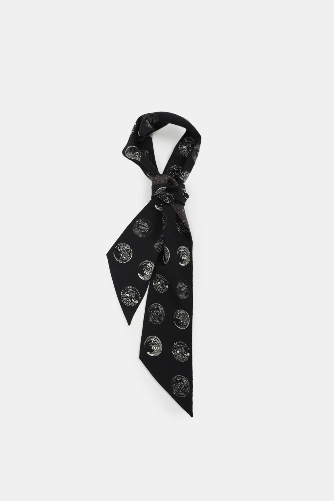 (25SS) FADED SILK SCARF TIE BLACK
