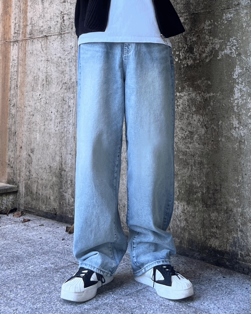 Ks 331 Milk Washed Wide Denim Pants