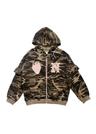 BERRY FRILL WING ZIP-UP HOODIE CAMO