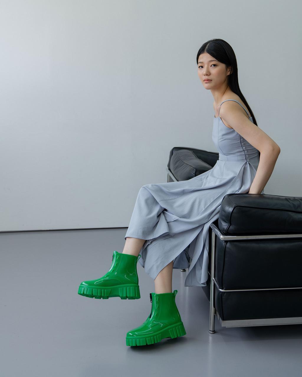 미드힐 지퍼 레인 부츠