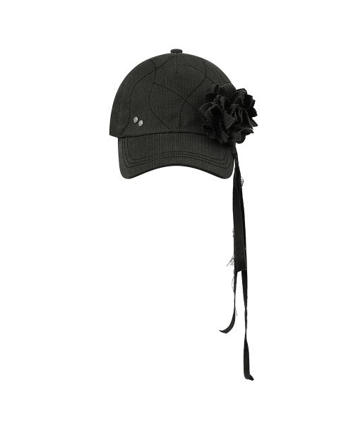 Stitch line corsage ball cap CHARCOAL
