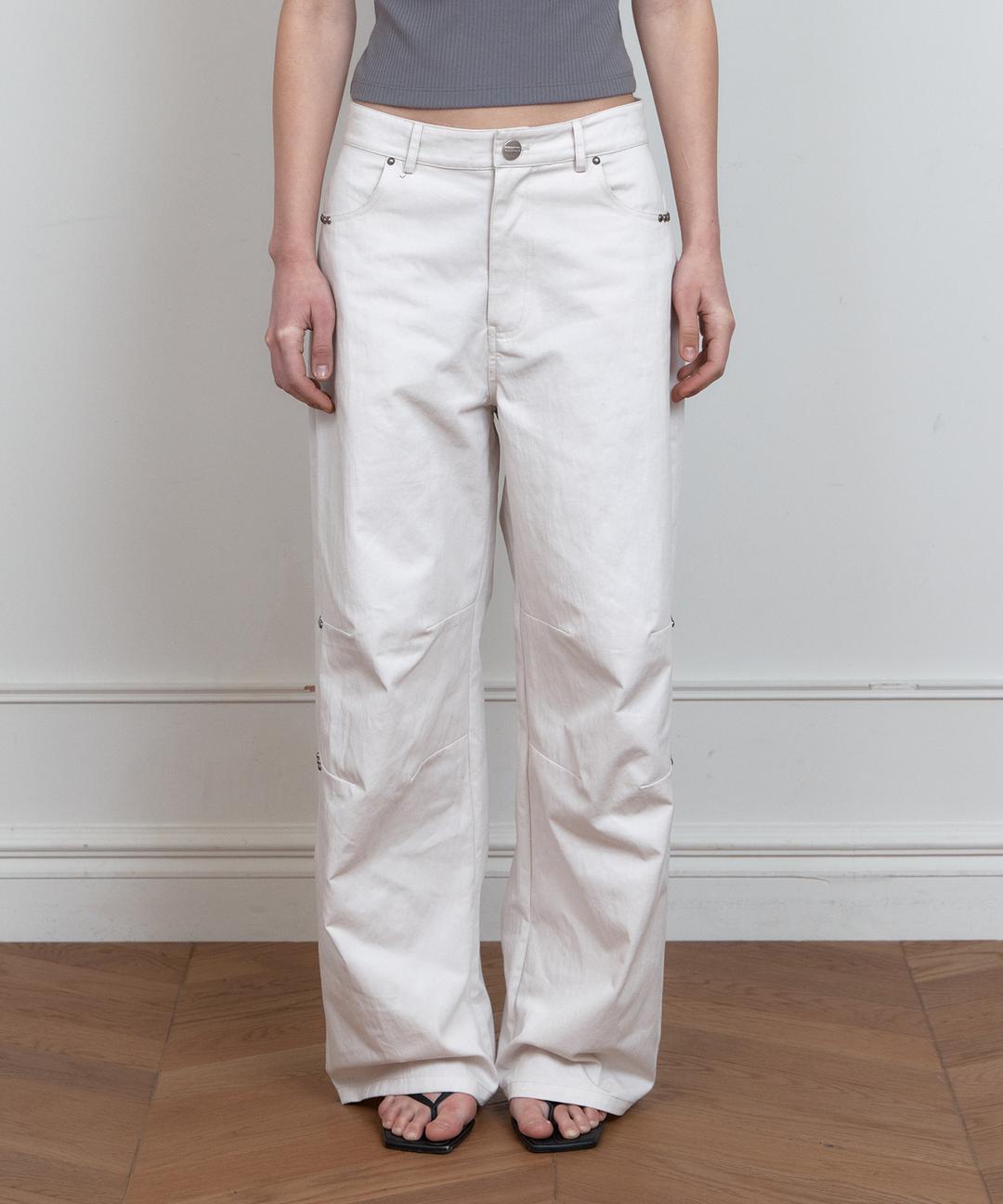 C STUDDED WIDE CHINO PANTS_IVORY