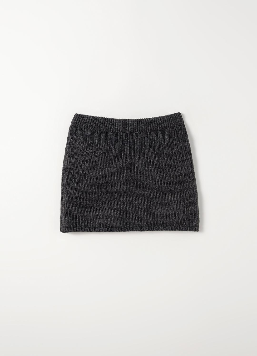 Merino Wool Mini Skirt(Charcoal)