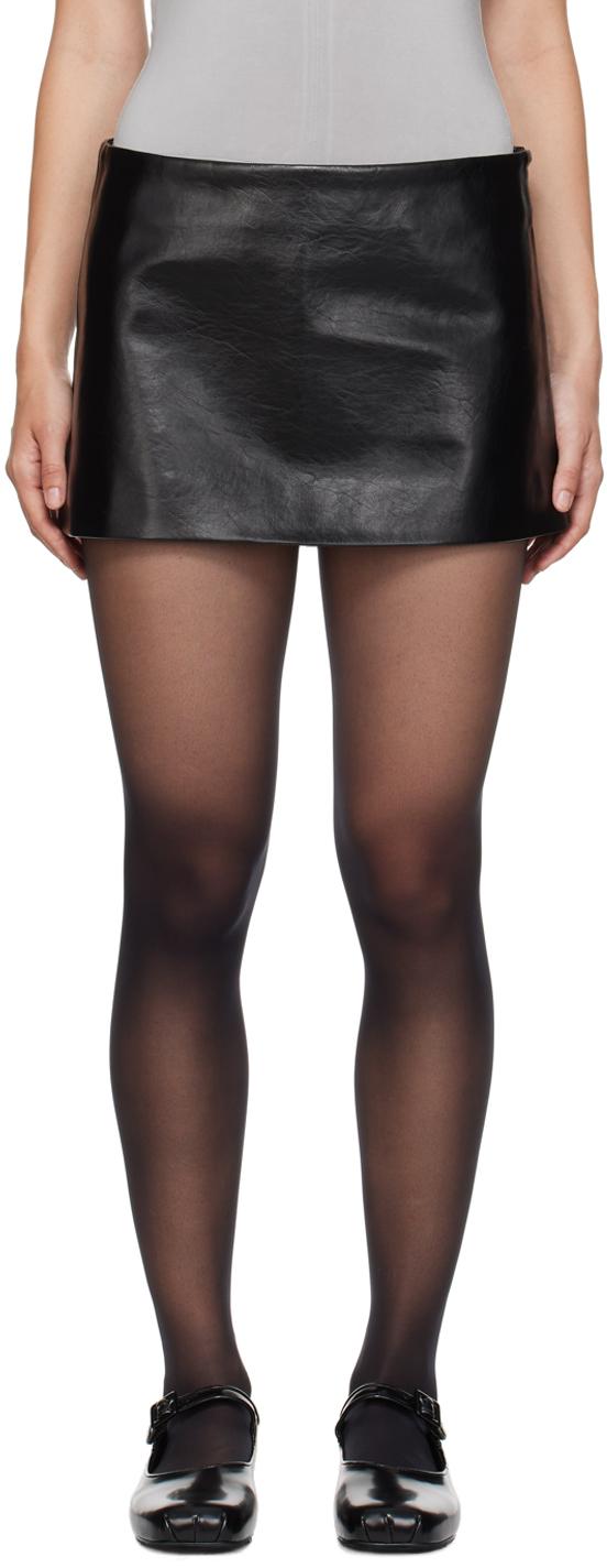 블랙 주스 인조 가죽 미니 스커트