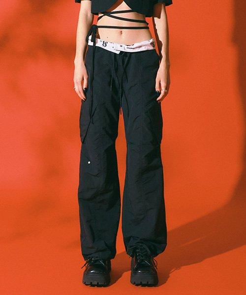 Folded Low-rise Multi Cargo Pants (BLACK)