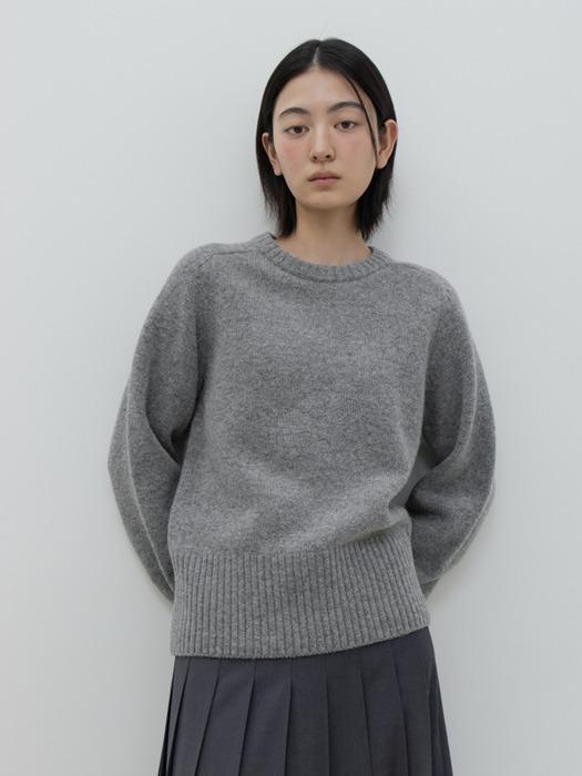WOOL CREW NECK KNIT / GREY