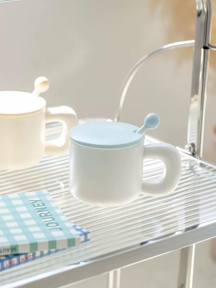 파스텔 우유 머그컵 볼드머그컵 머그잔세트 뚜껑 머들러 세트