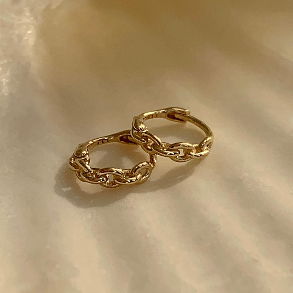 14k 론디 체인 링 귀걸이 금 귓바퀴 피어싱 귀걸이