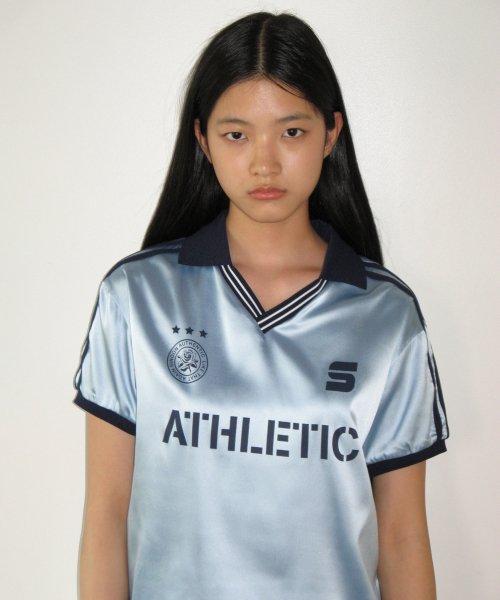 SPORTY TRACK HALF SLEEVE SHIRTS (DUSTY BLUE)