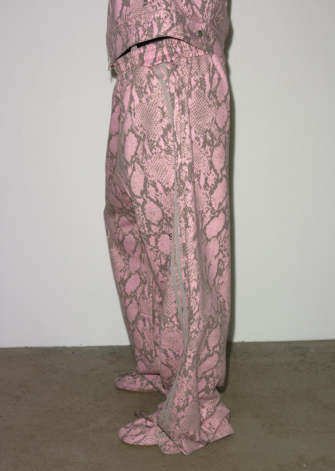 PYTHON SIDE-TRIM SWEATPANTS PINK