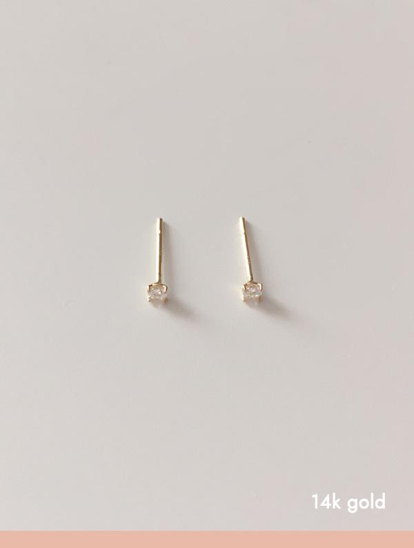 gold cubic earring (14k gold)