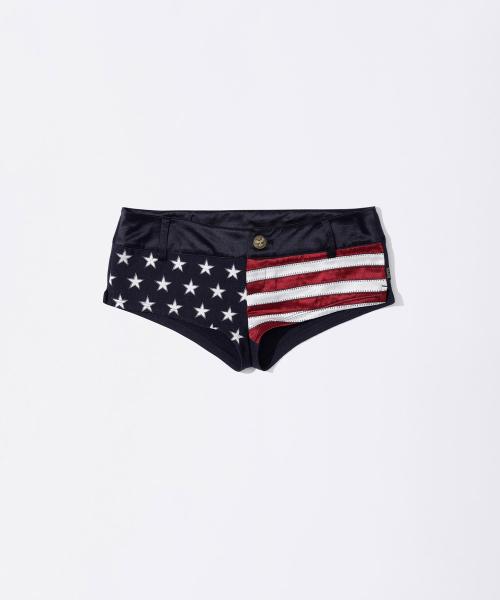 Flag Patchwork Micro Shorts USA