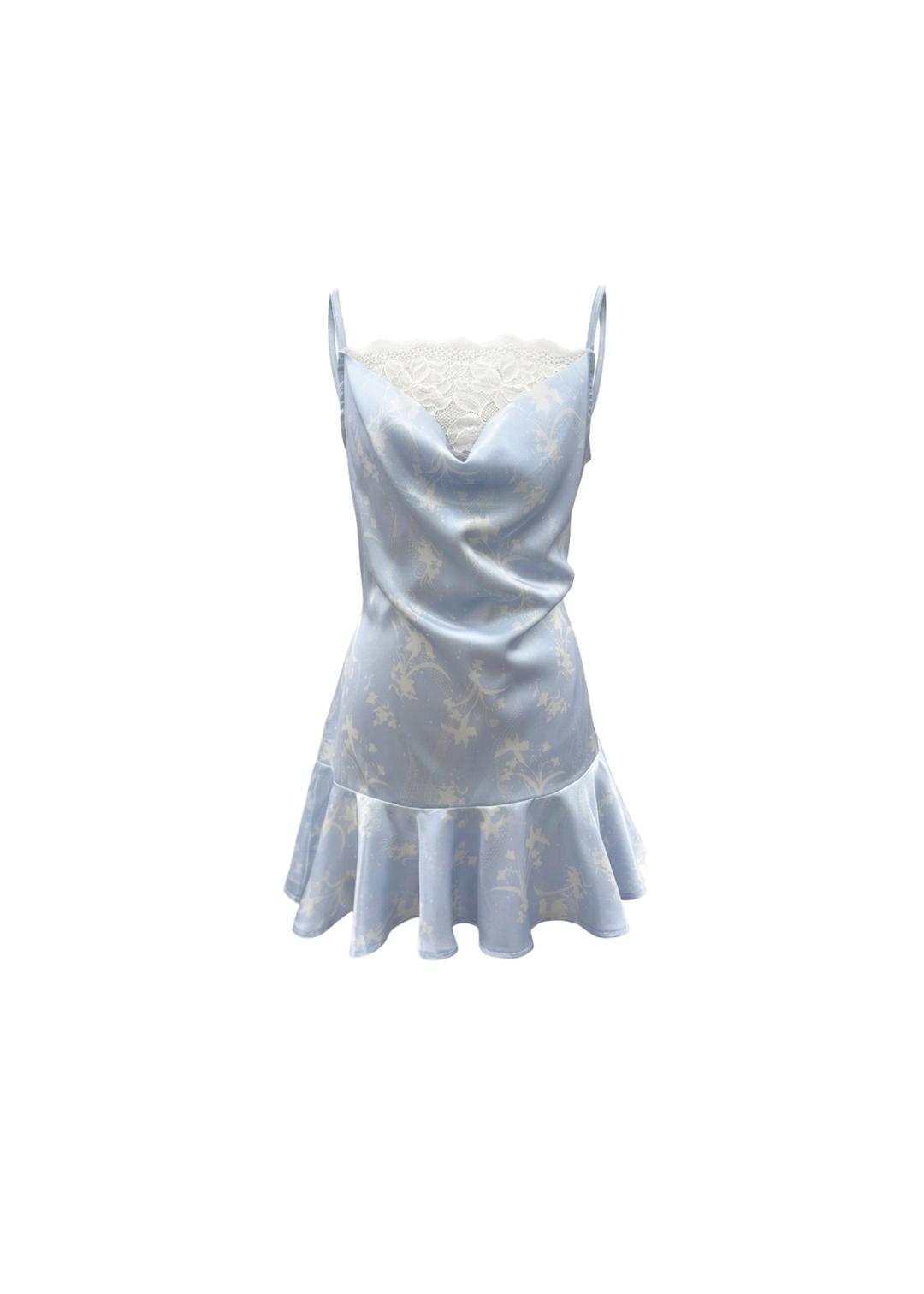 미미몽드 Glow lace cowl dress (Baby blue)