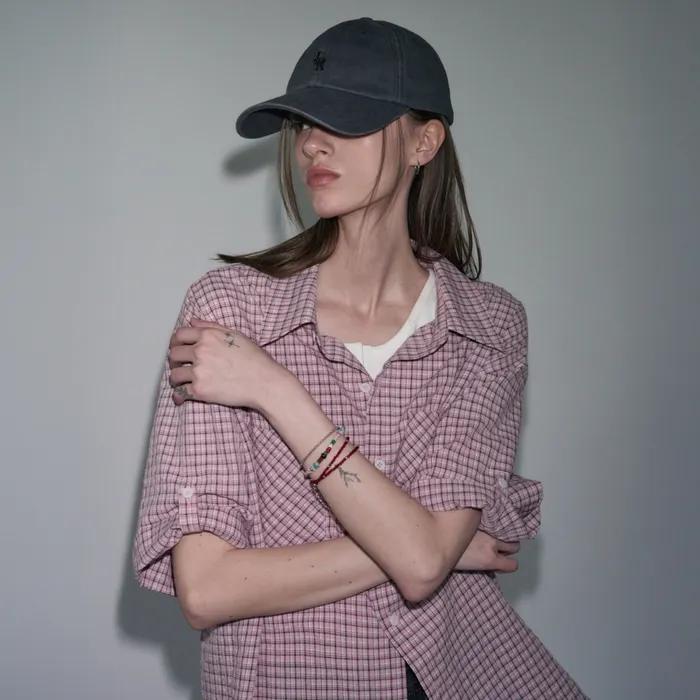 [6월 23일 예약배송] 투 포켓 체크 하프 롤업 셔츠 [PINK]