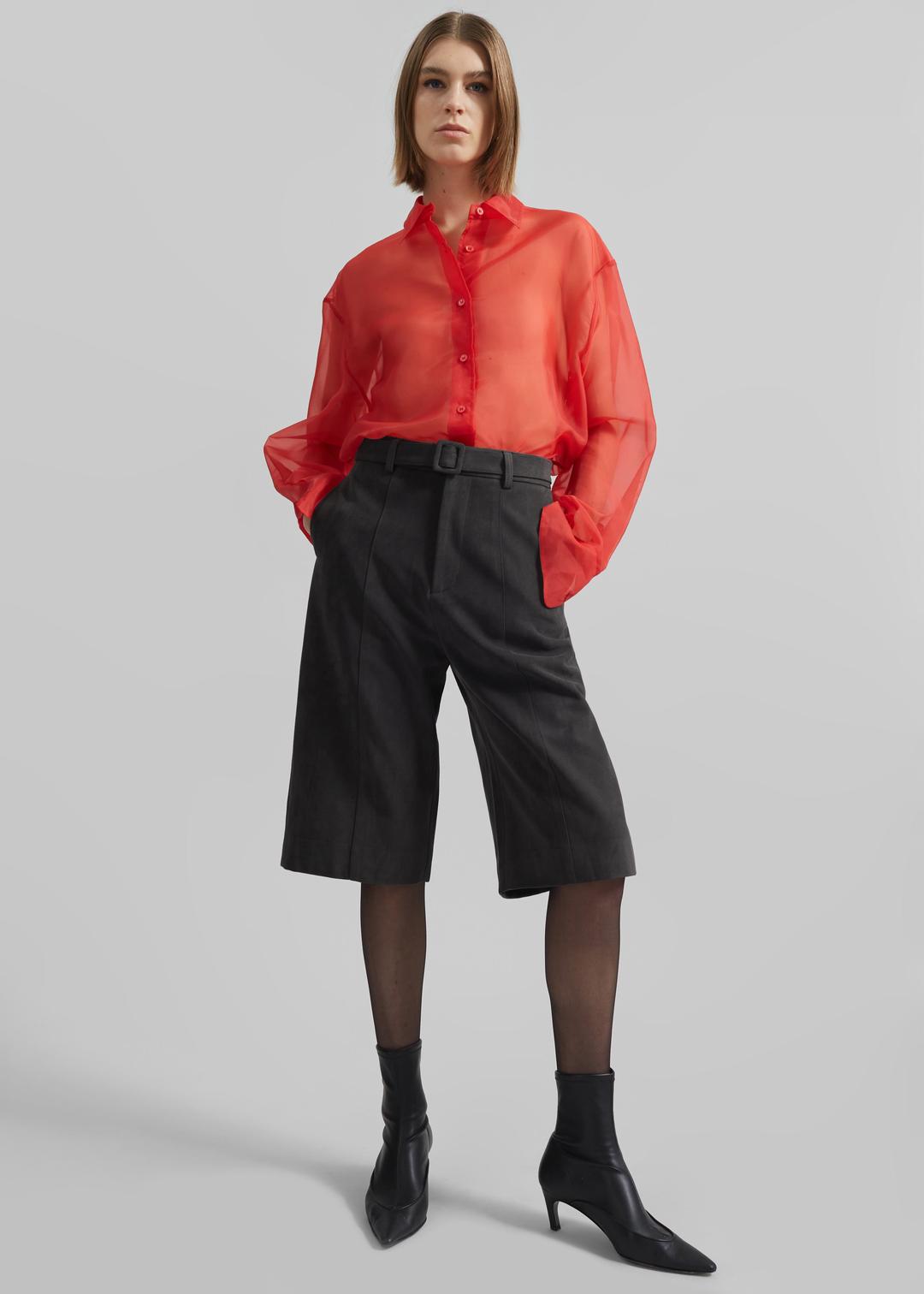 Peri Sheer Shirt - Red - XXS