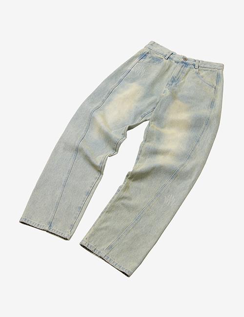 [웰컴여름]커브드 스티치 와이드 데님 팬츠 [LBLUE]_SEPT038LBLUE