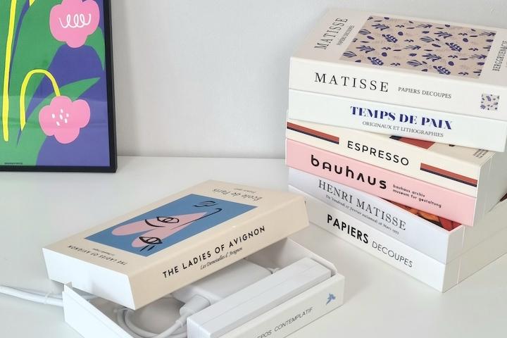 [10%쿠폰]오브제탭 책모양 디자인 멀티탭 전선 정리함 가리개 홈카페용