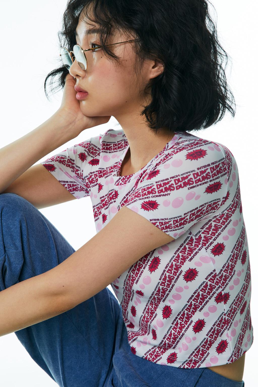 DUMS PRINT CROP TEE [PINK]