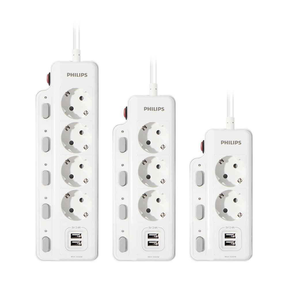2022년형 필립스 과부하차단 멀티탭 멀티콘센트 절전형 USB형 개별스위치 2구 3구 4구