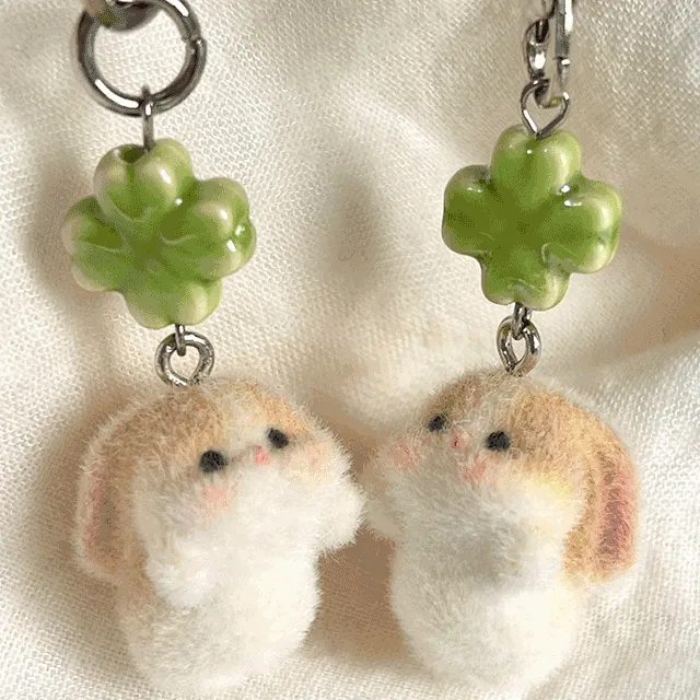 🍀행운가득🍀[made]클로버인절미토끼 행운키링 우정 커플템 2type