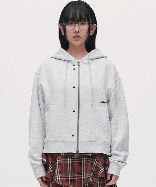 RIVET HOODIE ZIP UP melange gray