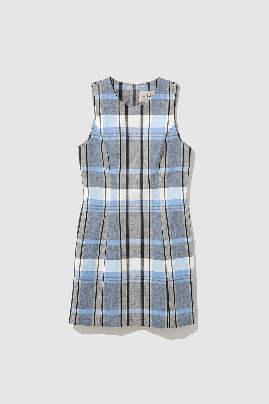 PISA Sleeveless mini one piece (Blue check)