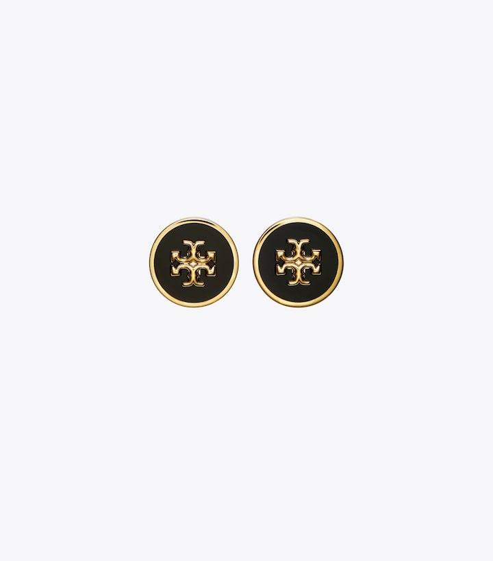Kira Enamel Circle-Stud Earring - Tory Gold / Black