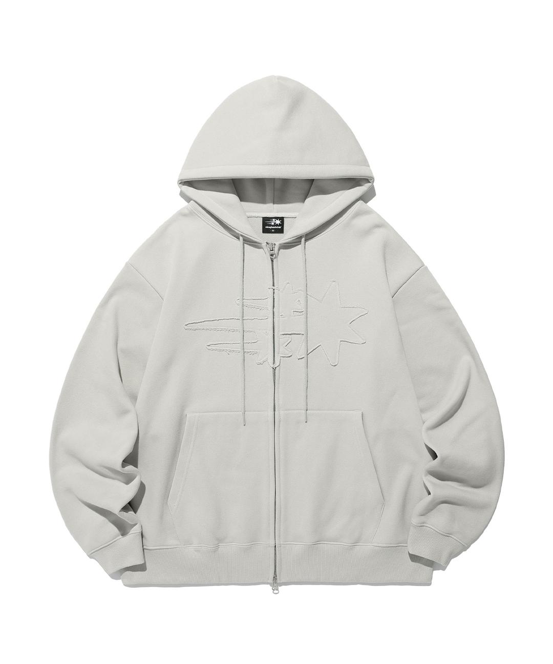 3STAR LOGO ZIP HOODIE[LIGHT GREY]