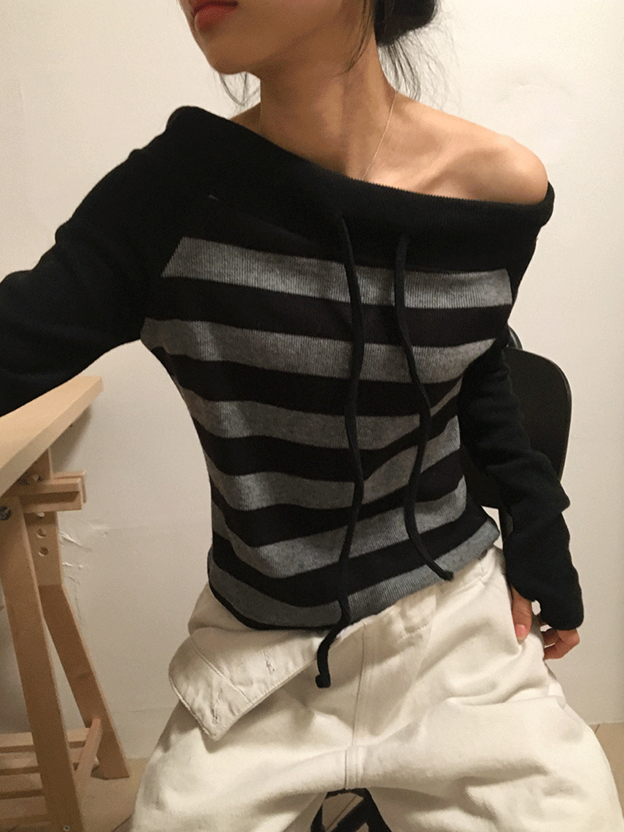 Off striped warmer tee (3 color)