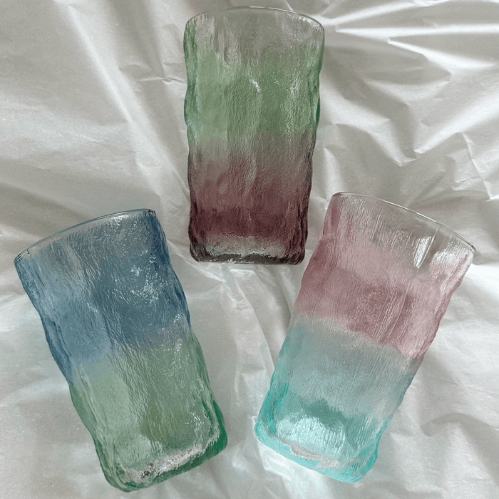 Summer Glass 투톤 그라데이션 핑크 블루 홈카페 유리컵 아이스커피잔