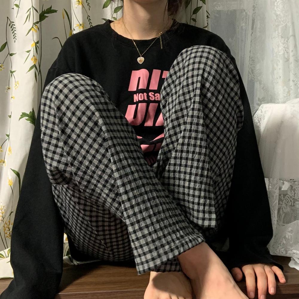 당일 국산 체크 지지미 파자마 긴 바지 홈웨어 실내복 체크 빅사이즈 커플 패밀리 : 마이언더랜드