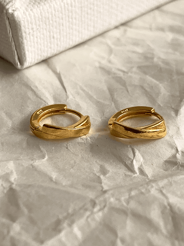 [무배] 실버925 18K 더블 라인 미니 원터치 링귀걸이