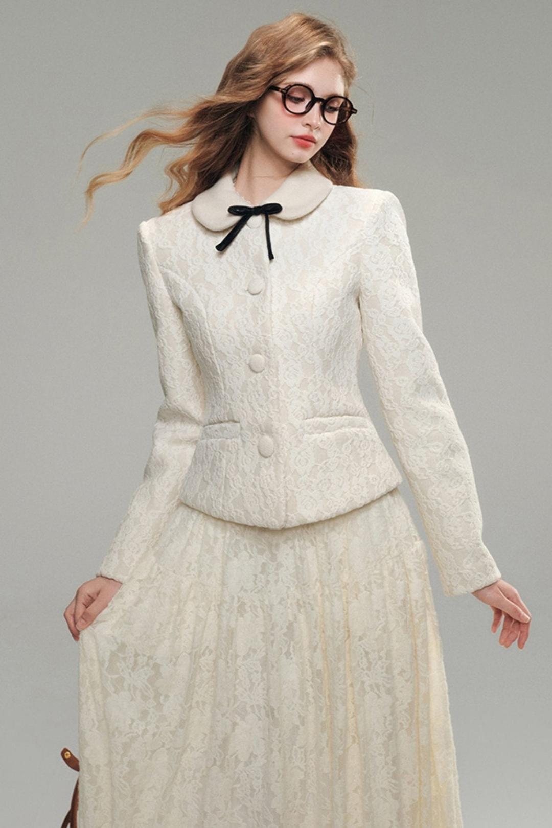 퍼스트 임프레션 레이스 트위드 자켓 세트업  - 흰색 코트 (초회생산) / S