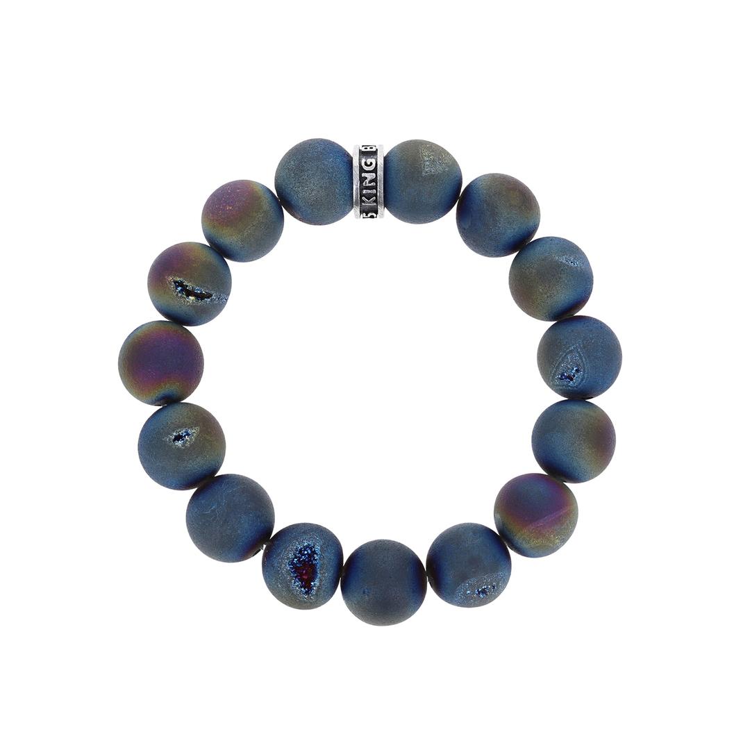 10mm Peacock Druzy Agate Bracelet w/Logo Ring