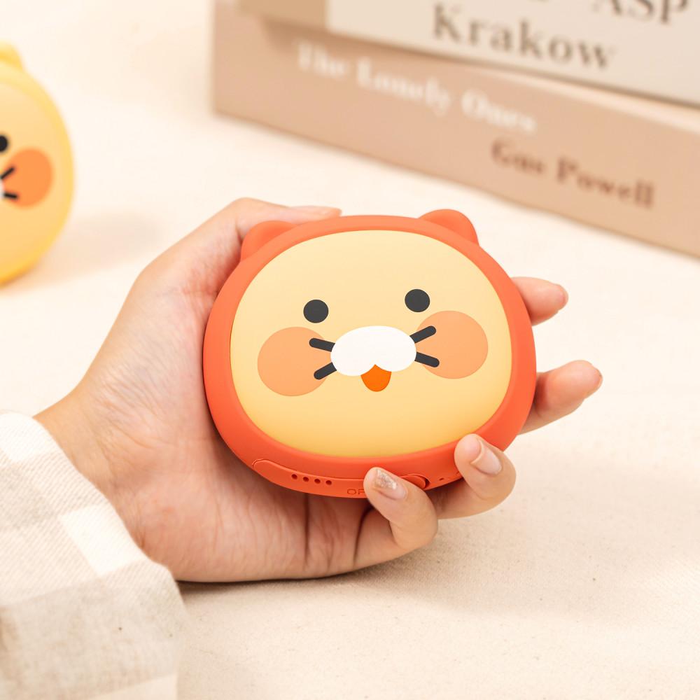 카카오프렌즈 얼굴형 손난로 보조배터리 5000mAh (핑크 후드 춘식이) C타입 충전