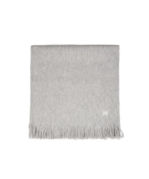 BUTTERFLY EMBROIDERED FRINGE MUFFLER_GRAY