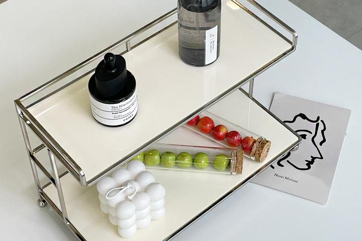 아크릴 미니 2단 선반 화장대 다용도 모듈 선반 3colors