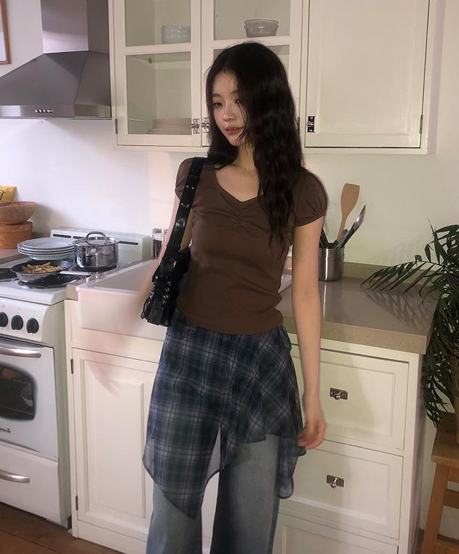 니어웨어 [여름러블리템💙] 리제 퍼프 반팔티 (5color) 로맨틱/브이넥/브이넥반팔/브이넥티/슬림핏/데일리/썸머룩/