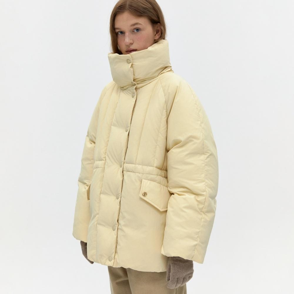 stand collar padded jumper - butter