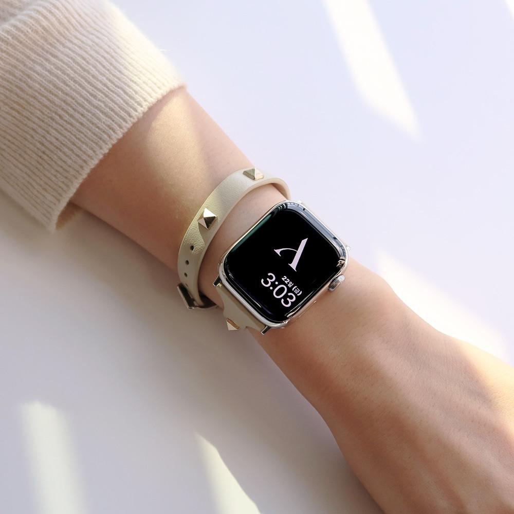 애플워치 발렌스터드 미니 슬림 더블투어 가죽 스트랩 밴드 줄질